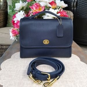 Rare Navy Blue Coach Court Bag 9870 w/Certificate of Authenticity